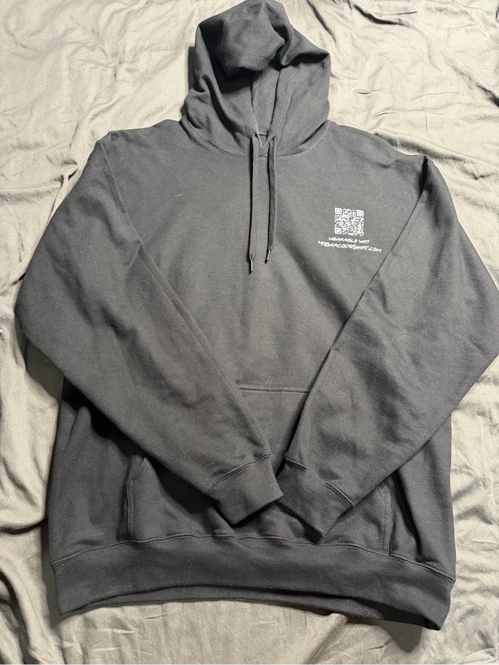 Gildan Black Pullover Hoodie with White QR Chest Print